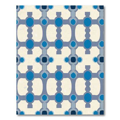 Blue Ochre Geometric Lattice Rug