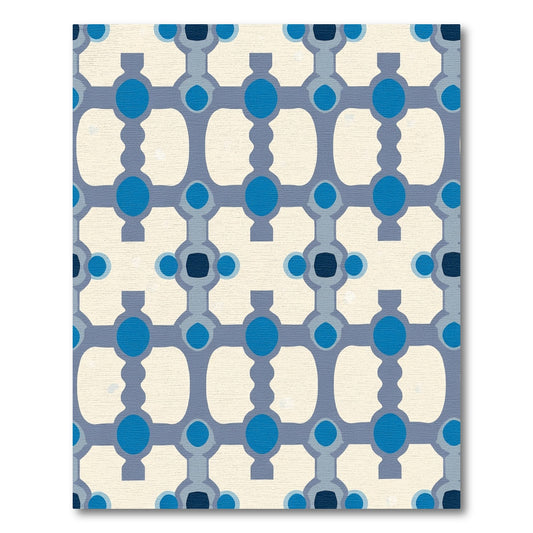Blue Ochre Geometric Lattice Rug