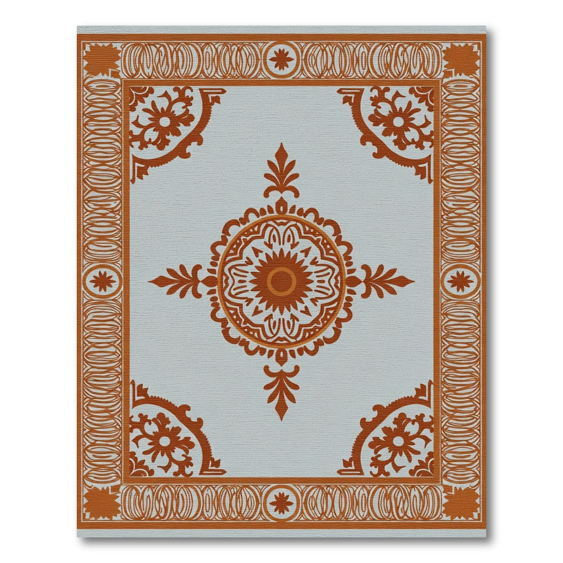 Orange Medallion Garden Scroll Rug