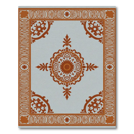 Orange Medallion Garden Scroll Rug