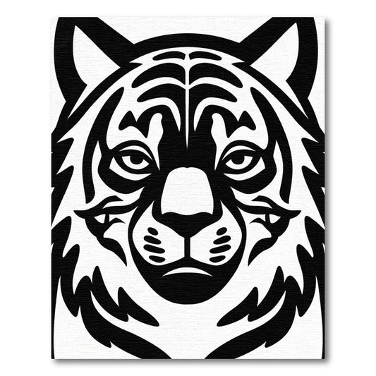 Bold Black White Tiger Face Rug