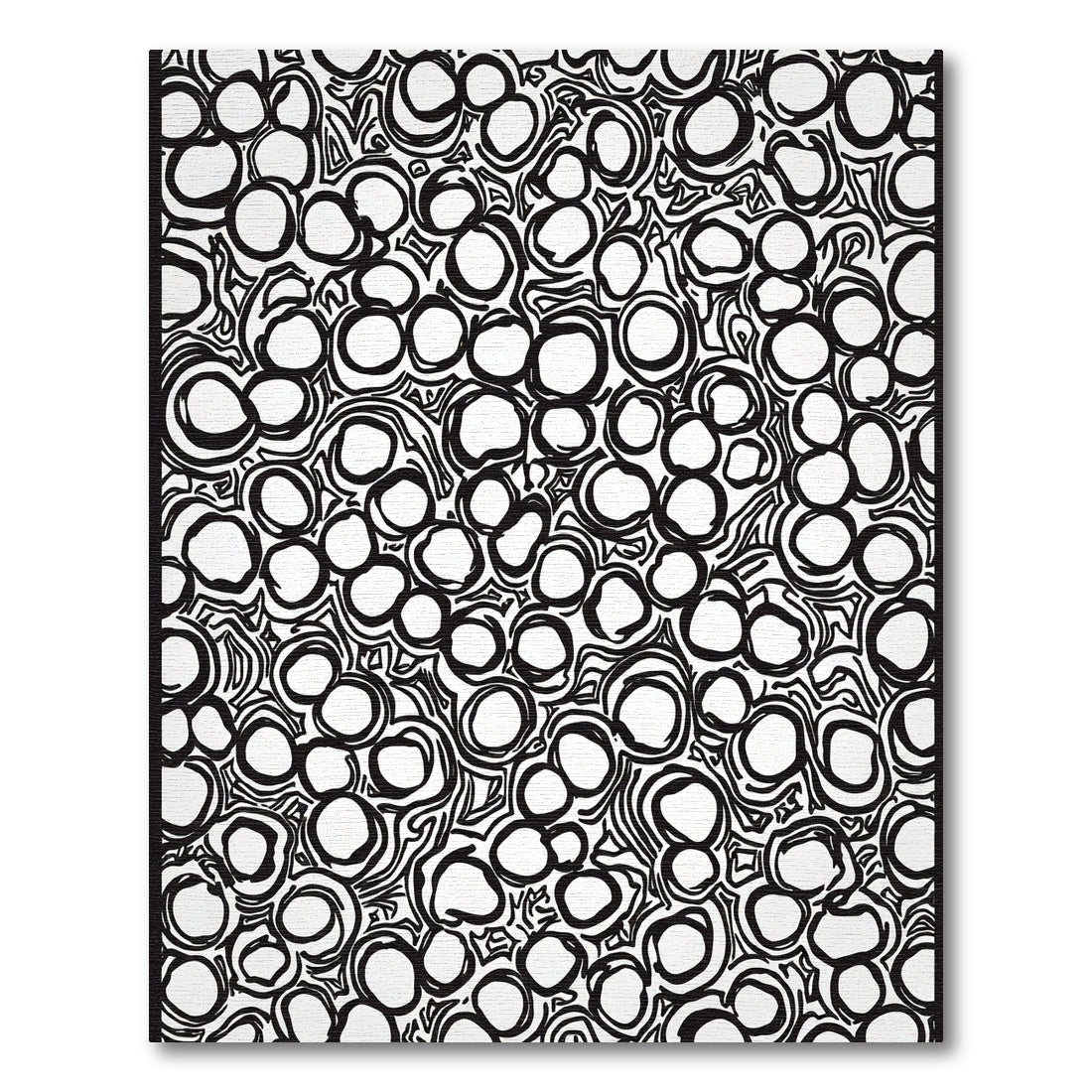 Black White Organic Bubble Composition Rug