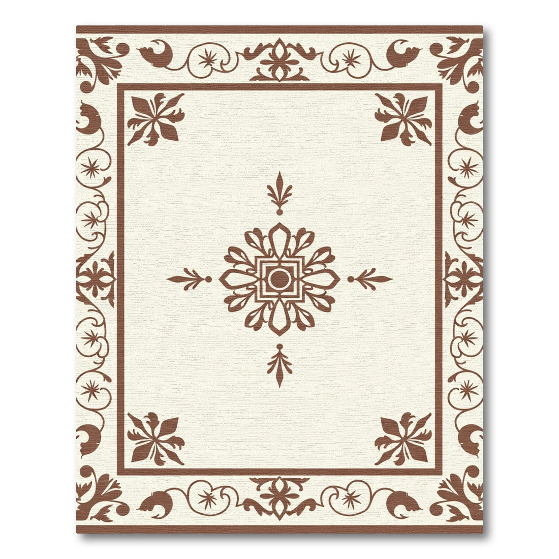 Brown Ivory Classic Floral Medallion Rug