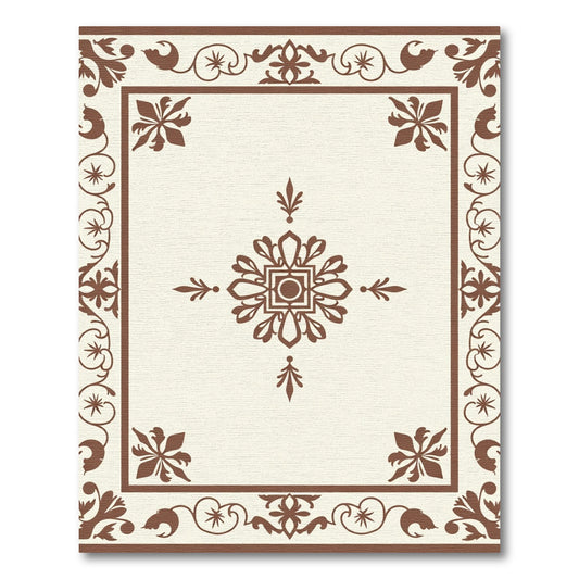 Brown Ivory Classic Floral Medallion Rug