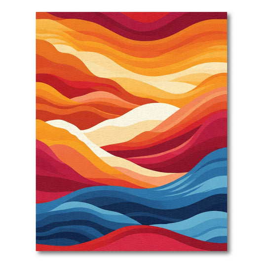 Crimson Abstract Wavy Layers Rug