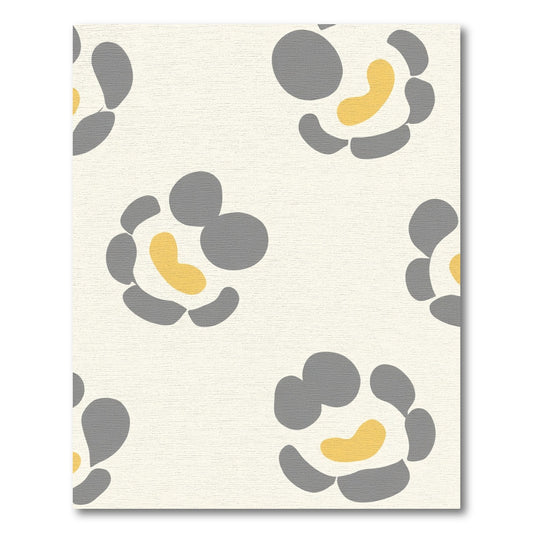 Contemporary Gold Gray Abstract Floral Rug