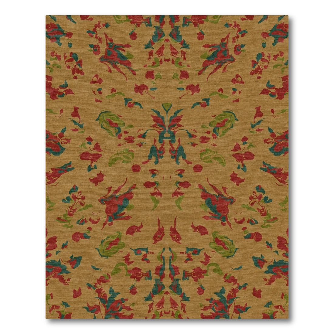 Amber Red Green Abstract Blossom Rug