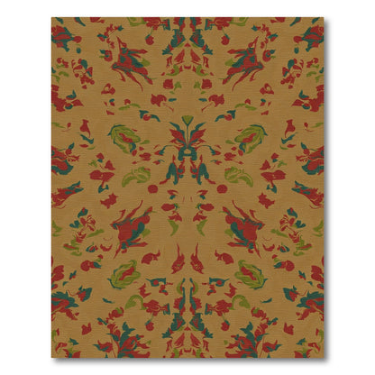 Amber Red Green Abstract Blossom Rug