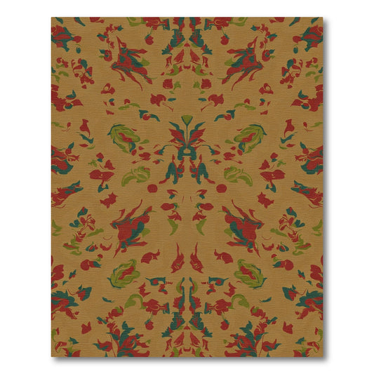 Amber Red Green Abstract Blossom Rug