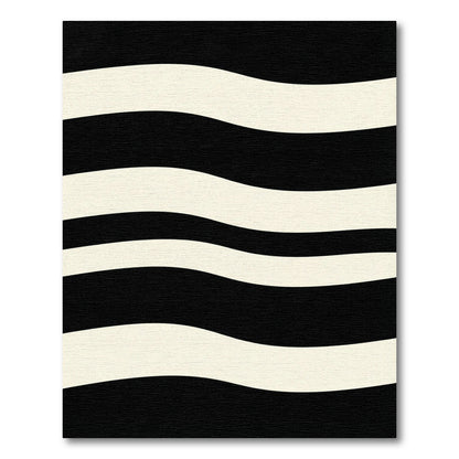 Bold Monochrome Curved Stripe Rug