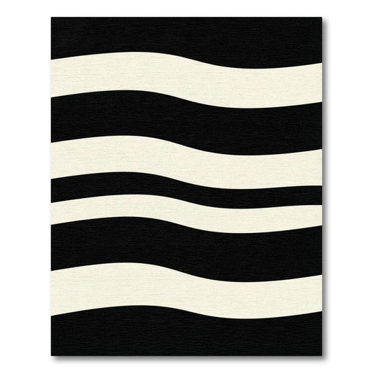 Bold Monochrome Curved Stripe Rug