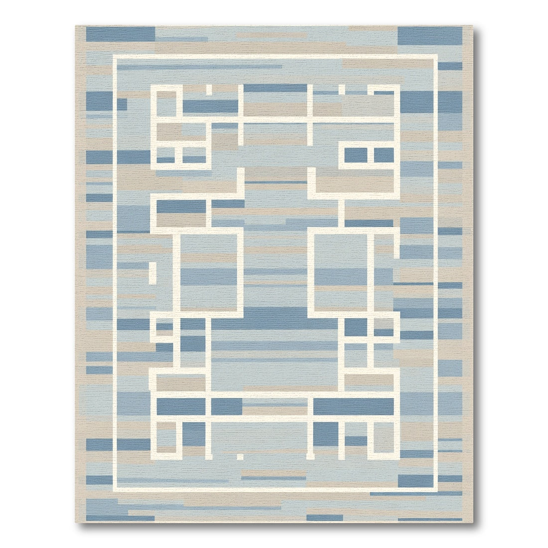 Soft Blue Linear Geometric Layout Rug