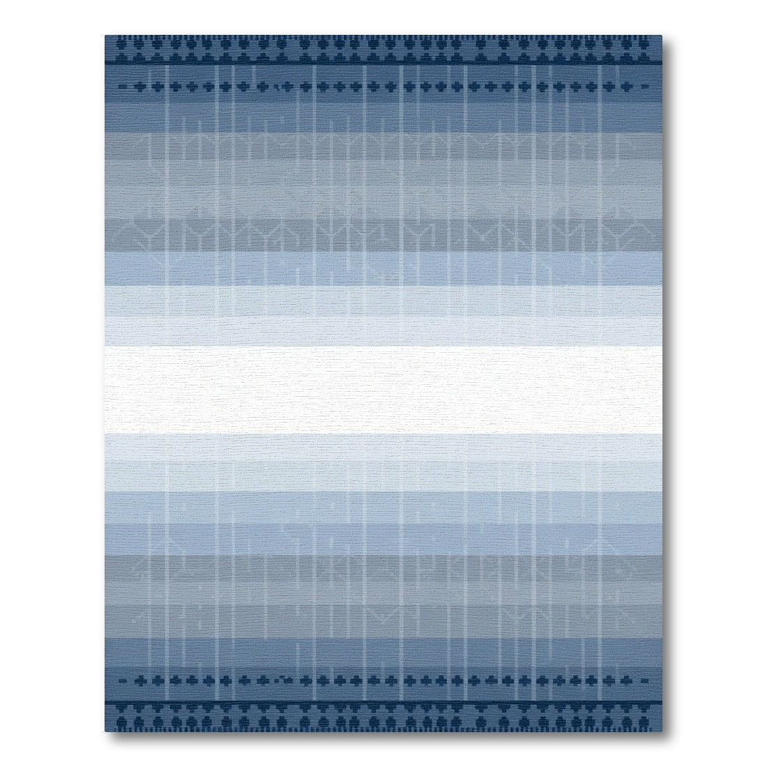 Cool Blue Gradient Geometric Border Rug