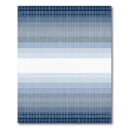 Cool Blue Gradient Geometric Border Rug