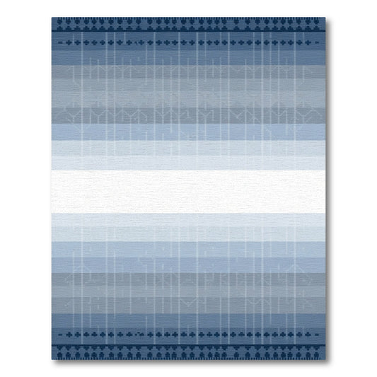 Cool Blue Gradient Geometric Border Rug