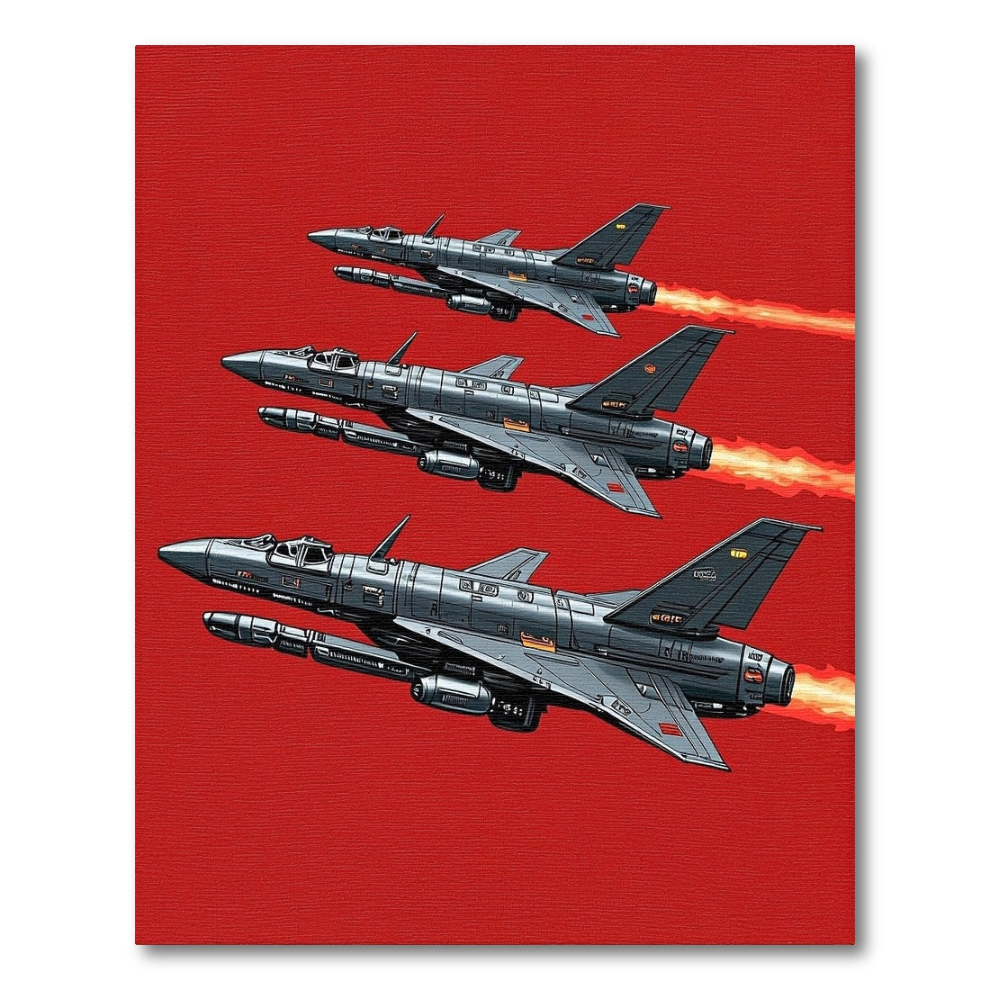 Gray Fighter Jets Flames Formation Rug
