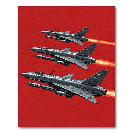 Gray Fighter Jets Flames Formation Rug
