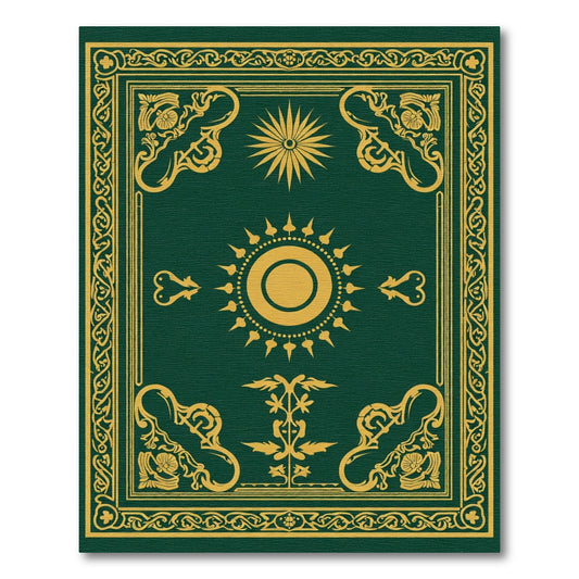 Dark Green Yellow Sun Medallion Rug