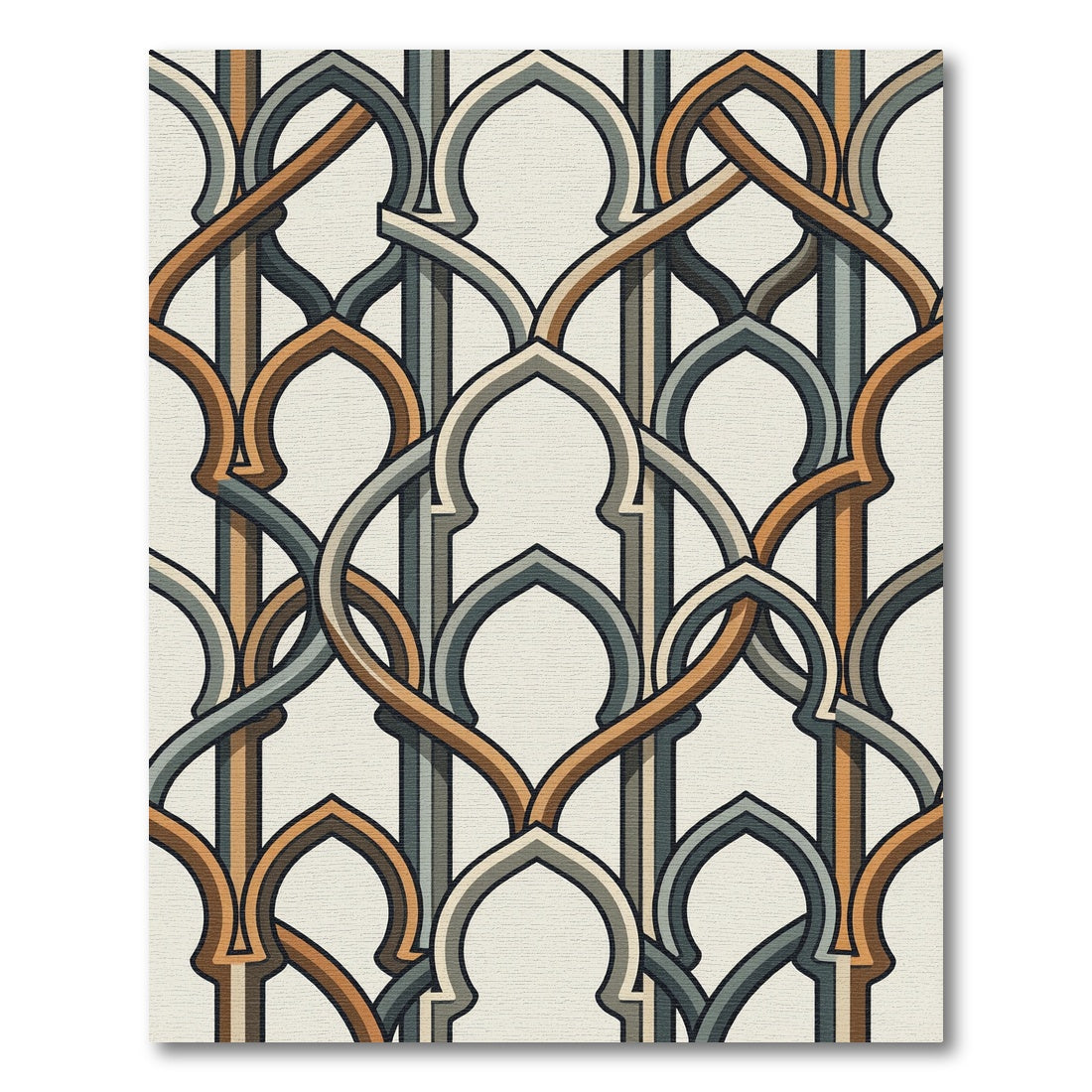 Earthy Brown and Slate Arch Interlace Rug