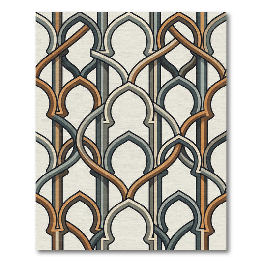 Earthy Brown and Slate Arch Interlace Rug