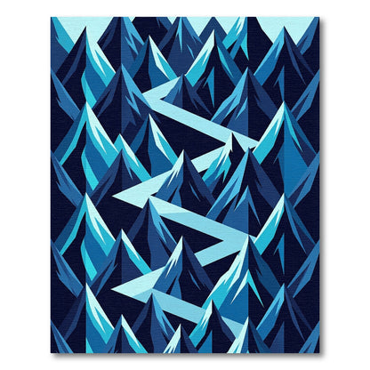 Abstract Blue Mountain Geometric Rug