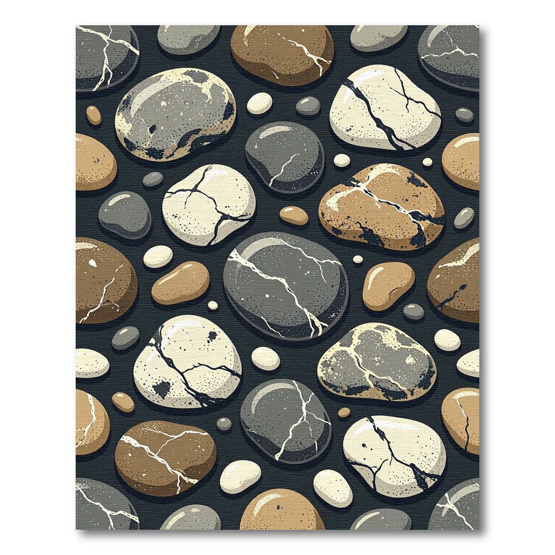 Organic Smooth River Stone Pebble Mosaic Rug