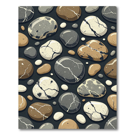 Organic Smooth River Stone Pebble Mosaic Rug