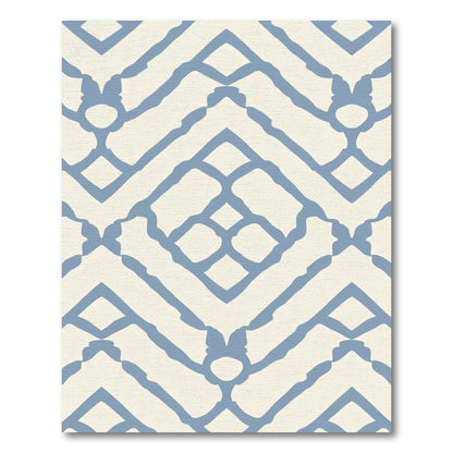 Ceramic Blue Geometric Lattice Rug