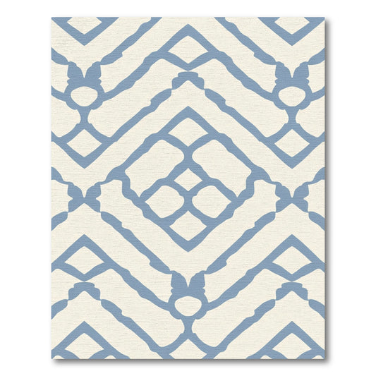 Ceramic Blue Geometric Lattice Rug