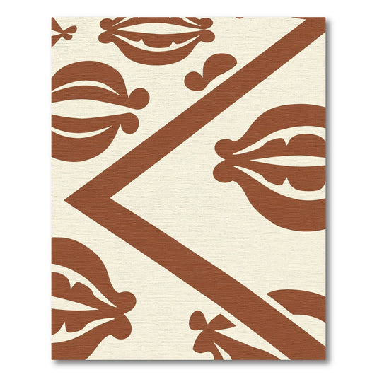 Terracotta Abstract Leaf Chevron Rug