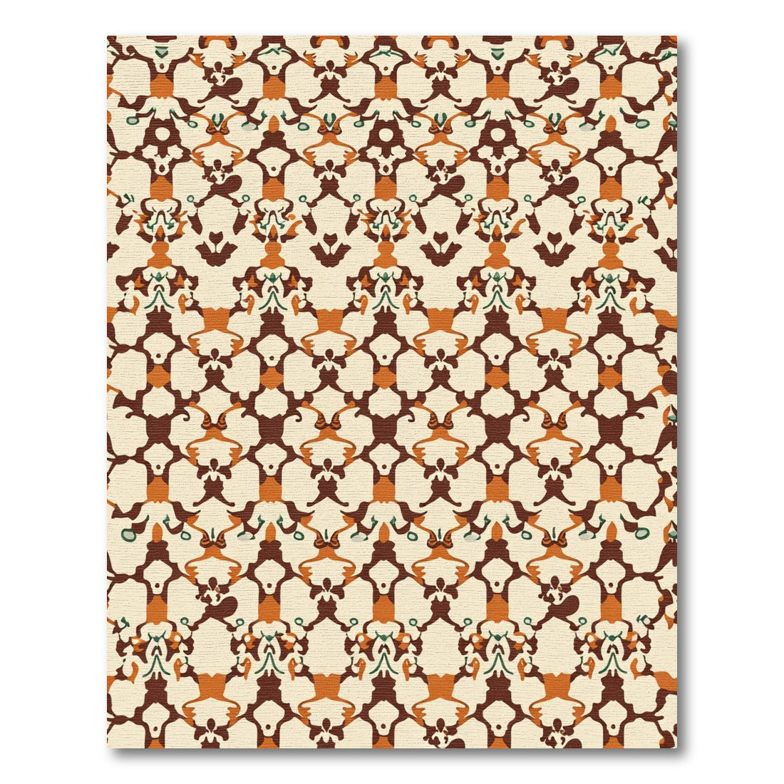 Earthy Orange Brown Abstract Figures Rug