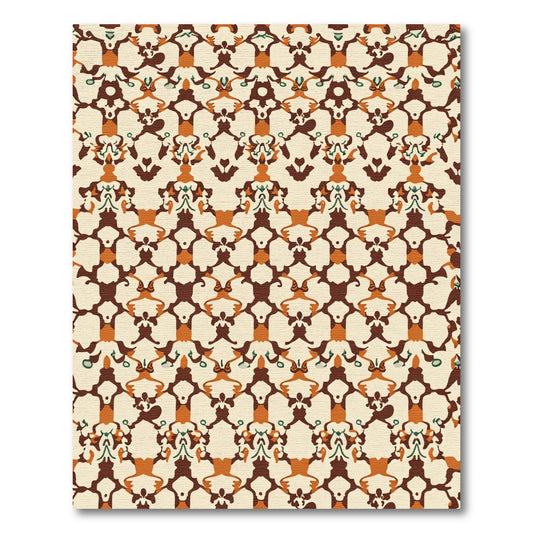 Earthy Orange Brown Abstract Figures Rug