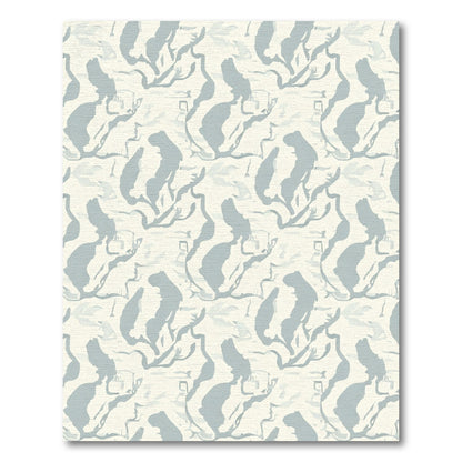 Cream Blue Abstract Organic Branch Rug