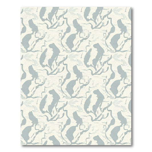 Cream Blue Abstract Organic Branch Rug
