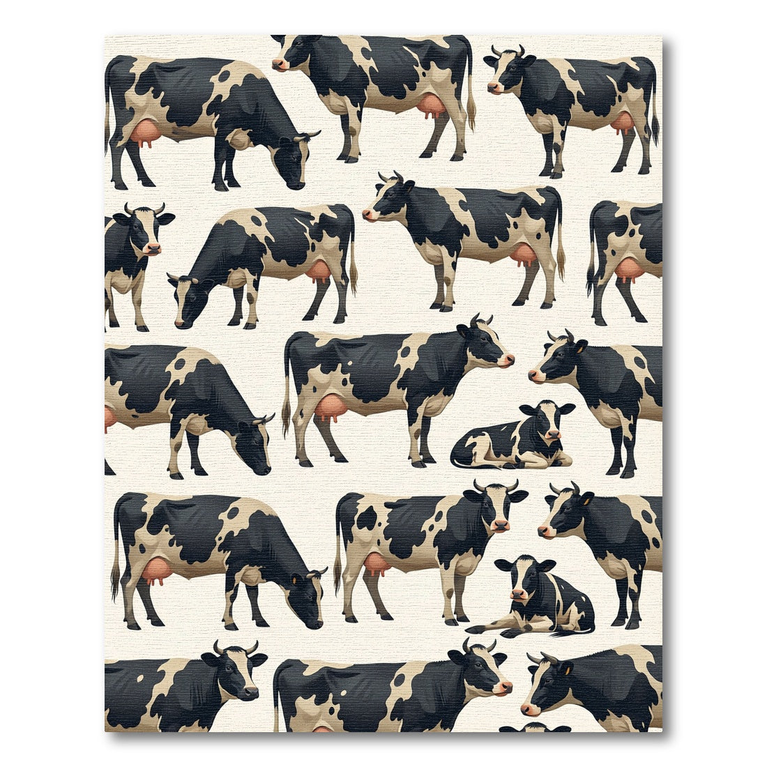 Black and White Dairy Cow Farm Rug