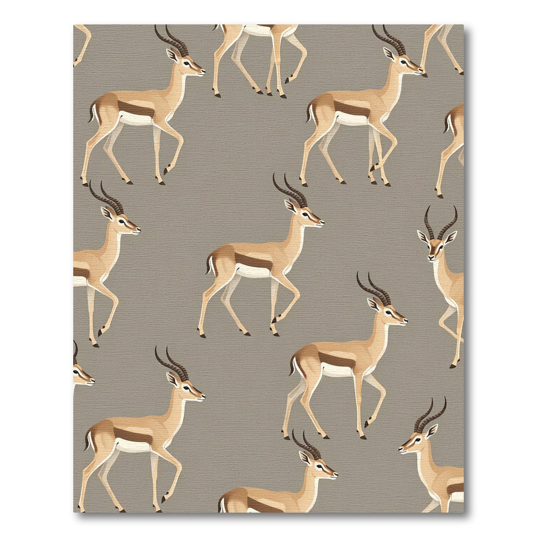 Elegant Gazelle Illustration in Warm Taupe Rug