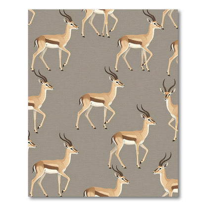 Elegant Gazelle Illustration in Warm Taupe Rug