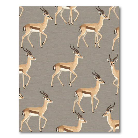 Elegant Gazelle Illustration in Warm Taupe Rug