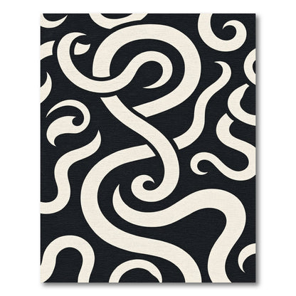 Cream Swirl Ribbon Abstract Rug