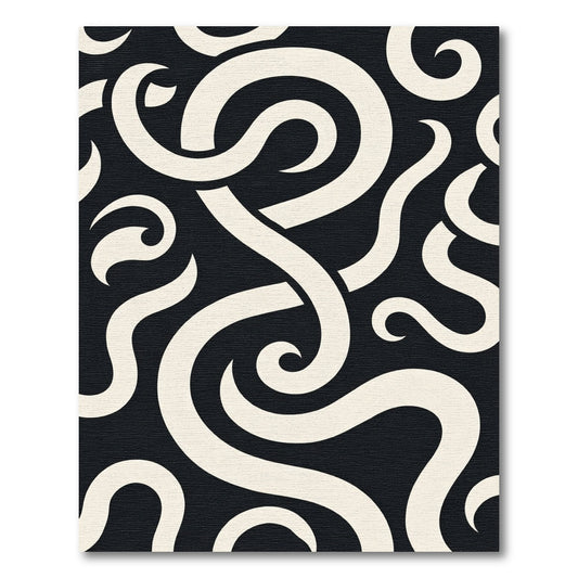 Cream Swirl Ribbon Abstract Rug