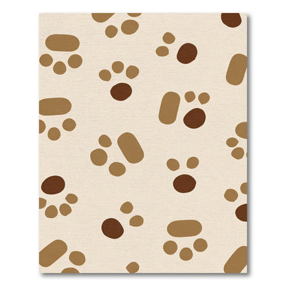 Brown Paw Print Pattern Rug