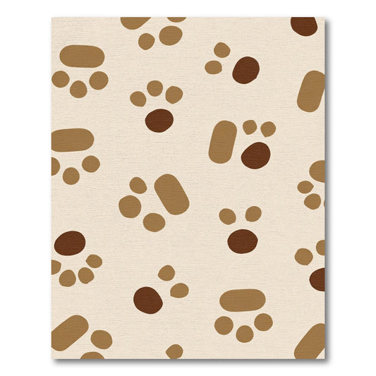 Brown Paw Print Pattern Rug