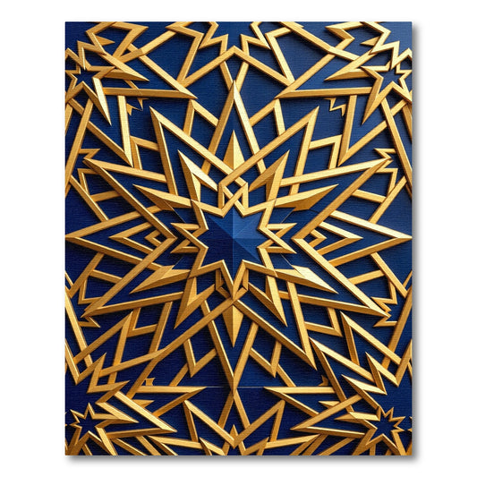 Metallic Gold Celestial Star Geometric Navy Rug
