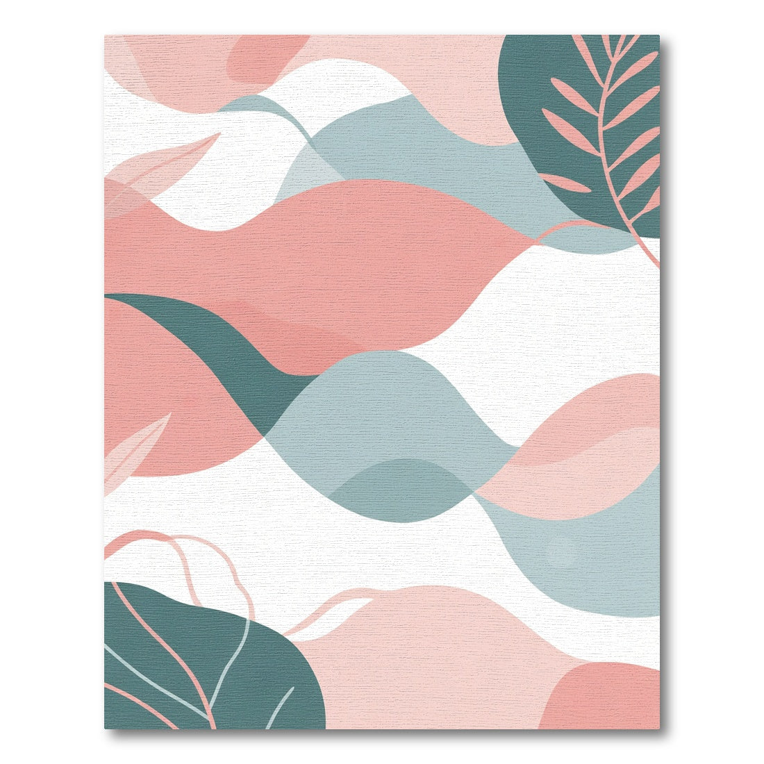Blush Teal Abstract Organic Waves Rug