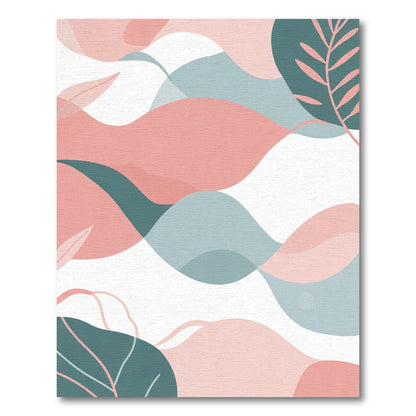 Blush Teal Abstract Organic Waves Rug