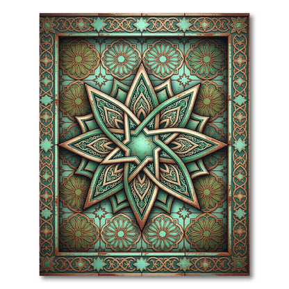 Teal and Bronze Starburst Medallion Rug
