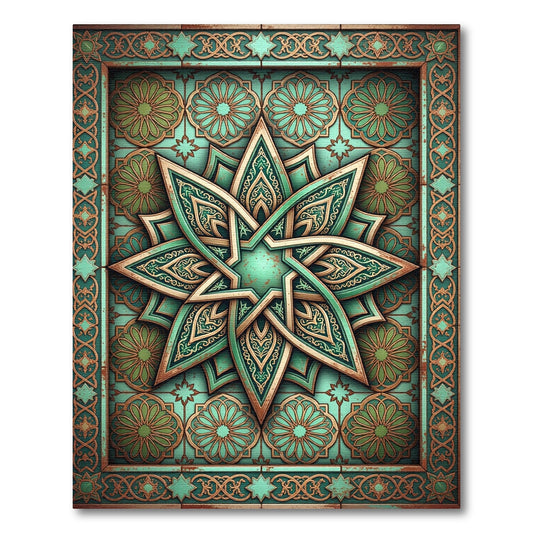Teal and Bronze Starburst Medallion Rug