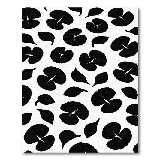 Black Lotus Leaf Silhouette Arrangement Rug