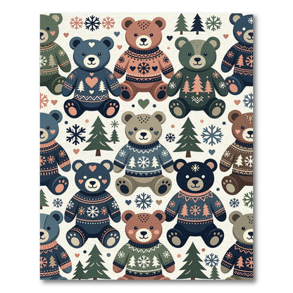 Cozy Winter Bear Nordic Christmas Fleece Rug