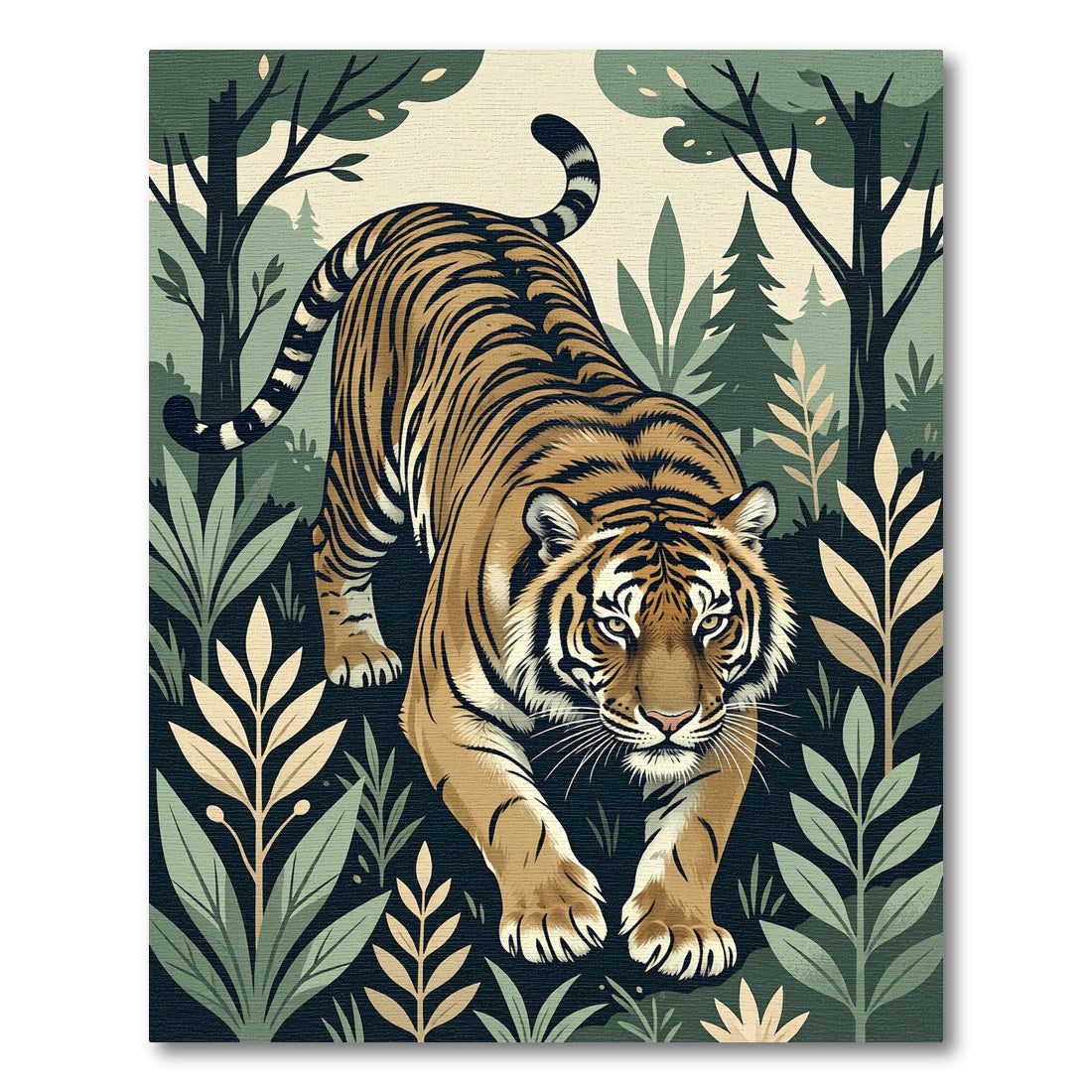 Bold Tiger Forest Scene Rug
